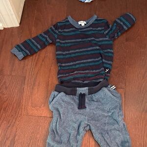 Splendid Striped Navy and Teal Kids Matching Set